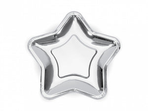 ezüst csillag alakú papírtányér