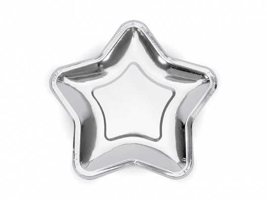 ezüst csillag alakú papírtányér