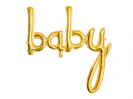 Baby feliratú babaváró lufi arany színben