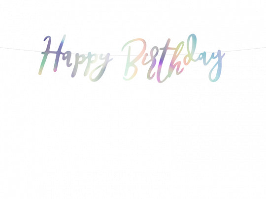 Irizáló kalligrafikus Happy birthday girland