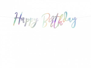 Irizáló kalligrafikus Happy birthday girland