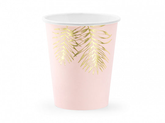 Arany leveles rózsaszín pohár