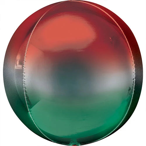 Ombre gömb lufi - piros, fehér, zöld