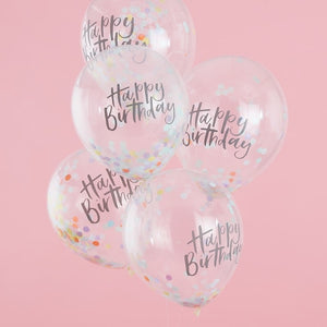 Happy Birthday feliratú konfettis lufik - eco